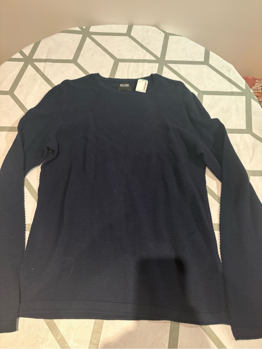 Simons Women's Navy Textured Crewneck Sweater